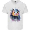A Ferret Watercolour Mens V-Neck Cotton T-Shirt White