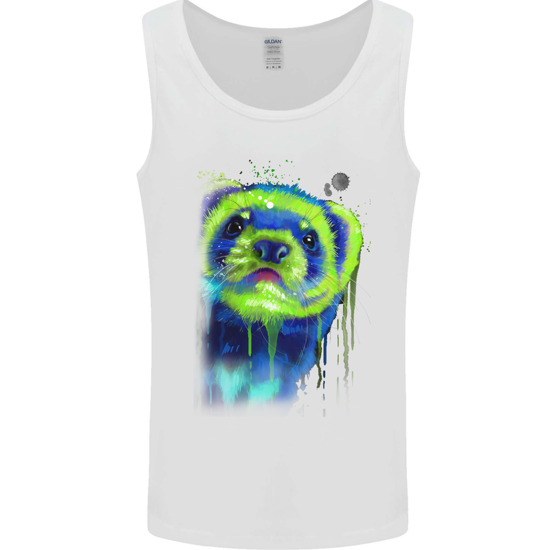 A Ferret Watercolour Mens Vest Tank Top White