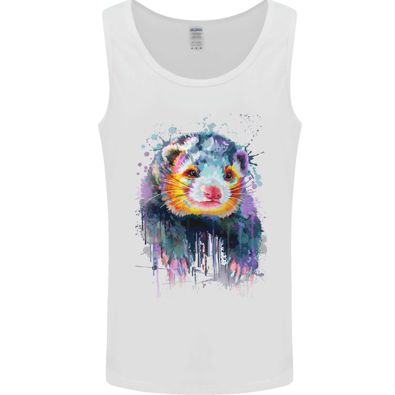 A Ferret Watercolour Mens Vest Tank Top White