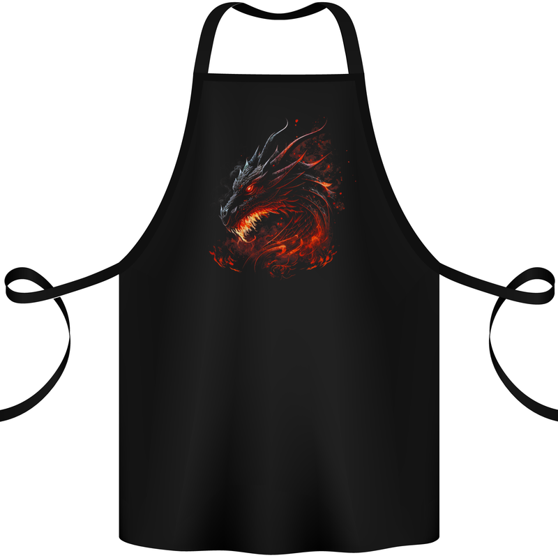 A Fierce Dragon Fantasy Art Cotton Apron 100% Organic Black