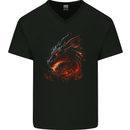 A Fierce Dragon Fantasy Art Mens V-Neck Cotton T-Shirt Black