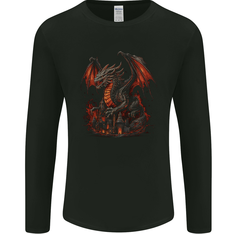 A Fierce Fantasy Dragon Mens Long Sleeve T-Shirt Black