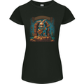 A Fierce Rabbit Playing the Guitar Rock Music Womens Petite Cut T-Shirt Black