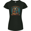 A Fierce Rabbit Playing the Guitar Rock Music Womens Petite Cut T-Shirt Black