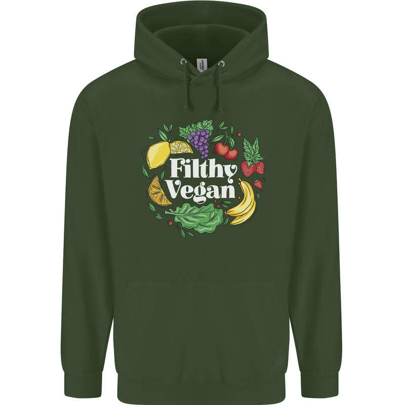 A Filthy Vegan Childrens Kids Hoodie Forest Green