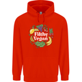 A Filthy Vegan Mens 80% Cotton Hoodie Bright Red