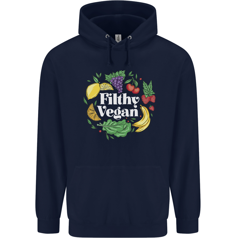 A Filthy Vegan Mens 80% Cotton Hoodie Navy Blue