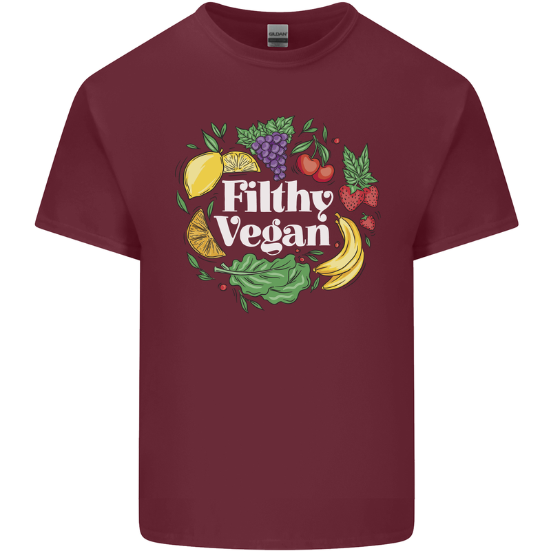 A Filthy Vegan Mens Cotton T-Shirt Tee Top Maroon