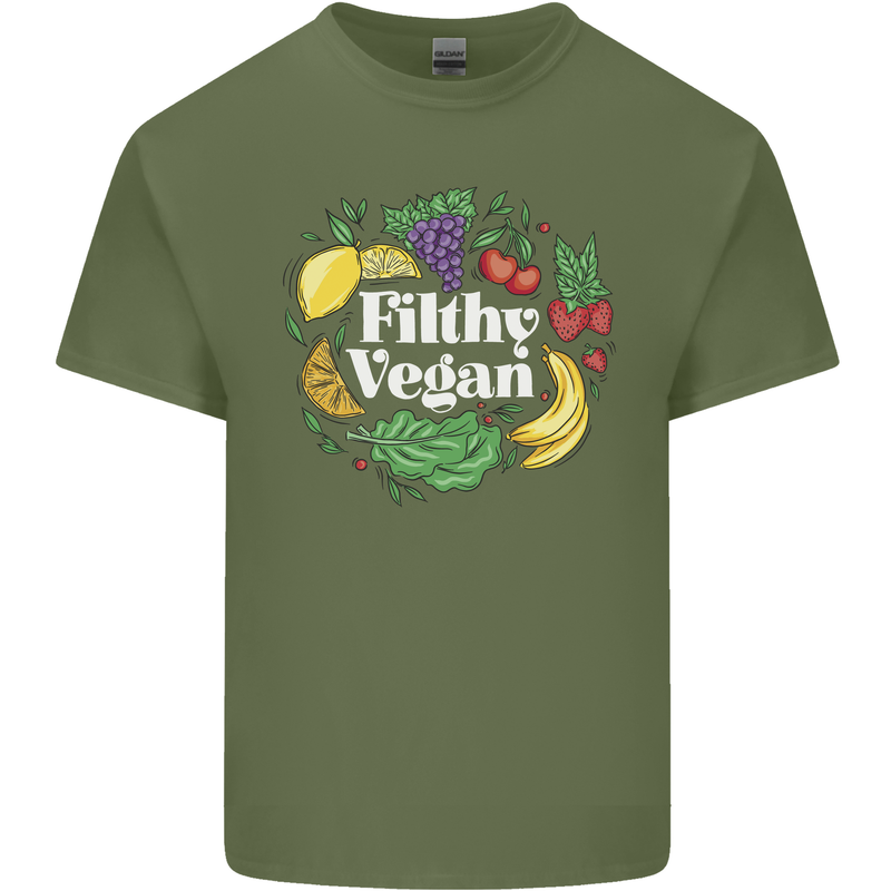 A Filthy Vegan Mens Cotton T-Shirt Tee Top Military Green