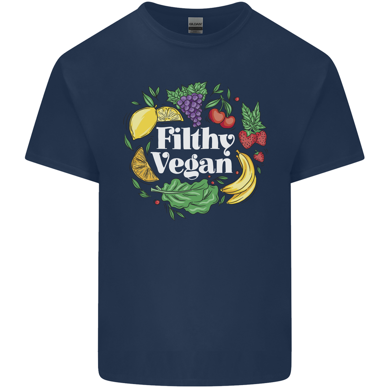 A Filthy Vegan Mens Cotton T-Shirt Tee Top Navy Blue