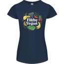 A Filthy Vegan Womens Petite Cut T-Shirt Navy Blue