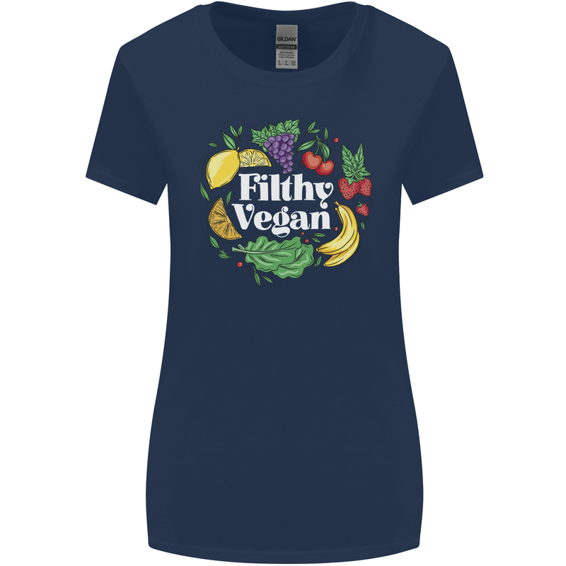 A Filthy Vegan Womens Wider Cut T-Shirt Navy Blue