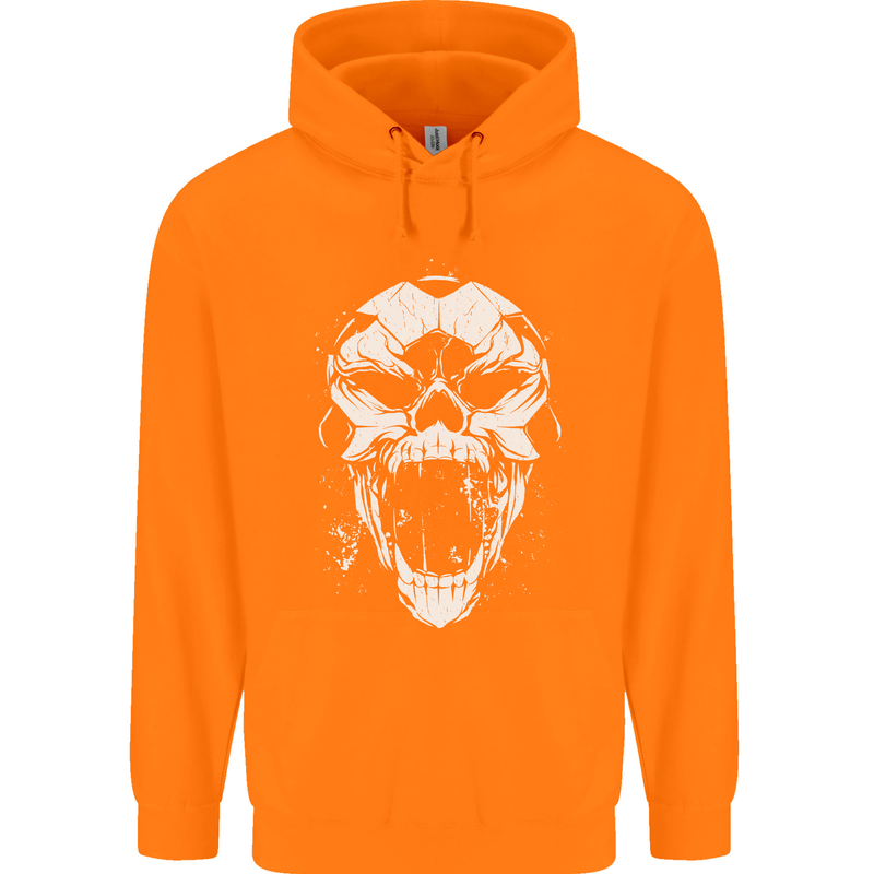 A Football Skull Footy Soccer Childrens Kids Hoodie Orange