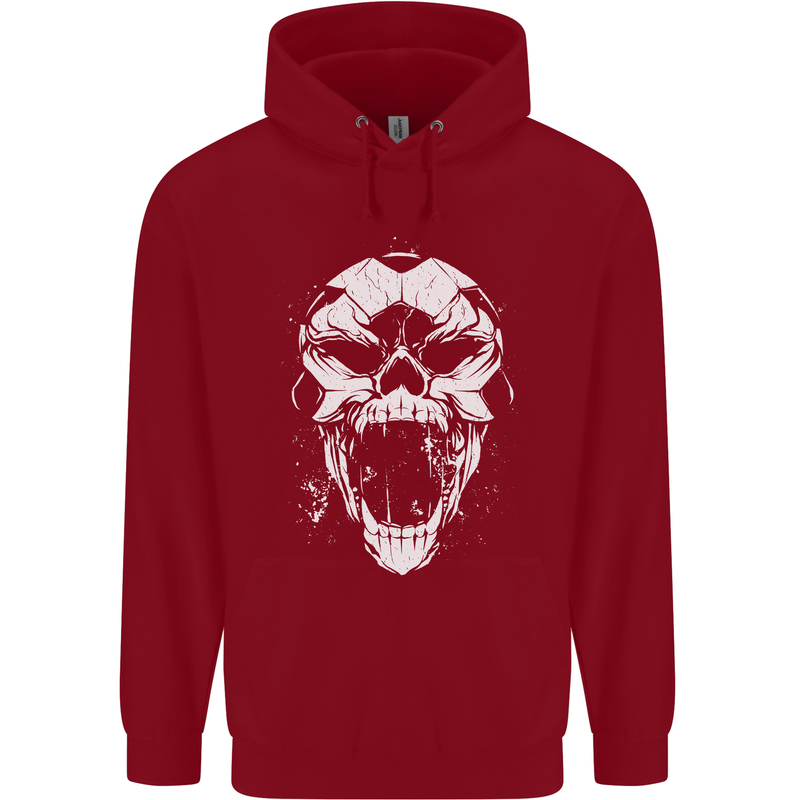 A Football Skull Footy Soccer Childrens Kids Hoodie Red