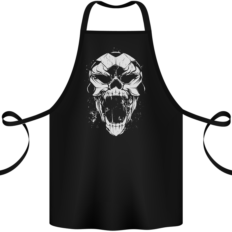 A Football Skull Footy Soccer Cotton Apron 100% Organic Black