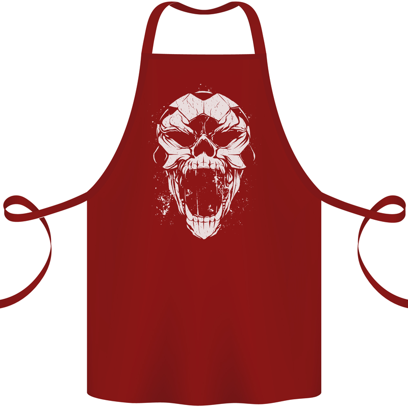 A Football Skull Footy Soccer Cotton Apron 100% Organic Maroon