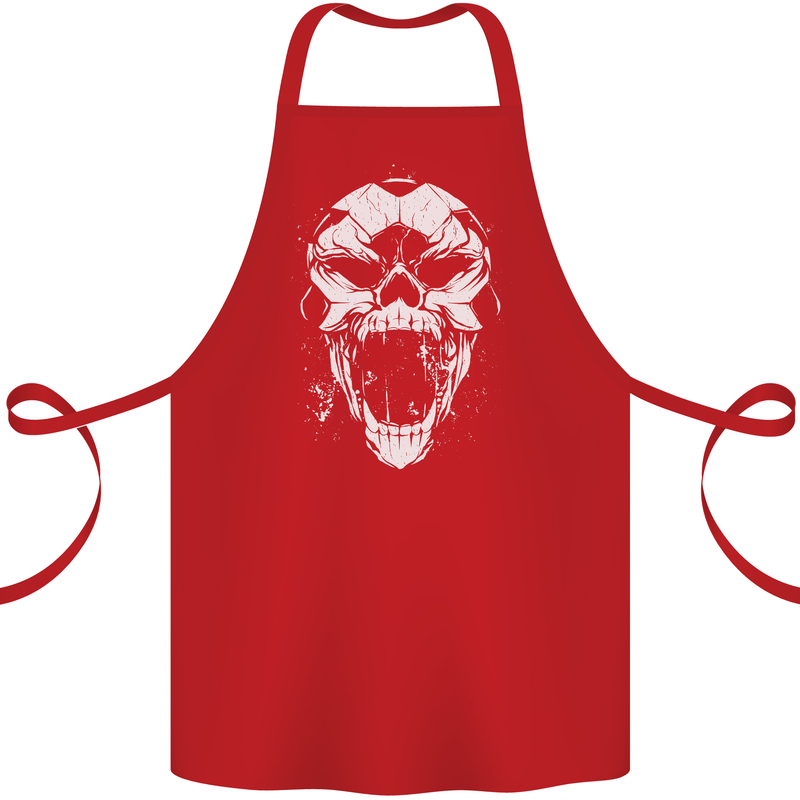 A Football Skull Footy Soccer Cotton Apron 100% Organic Red