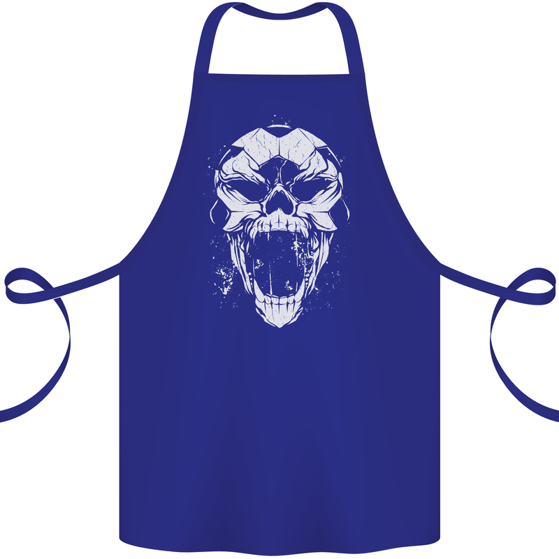 A Football Skull Footy Soccer Cotton Apron 100% Organic Royal Blue