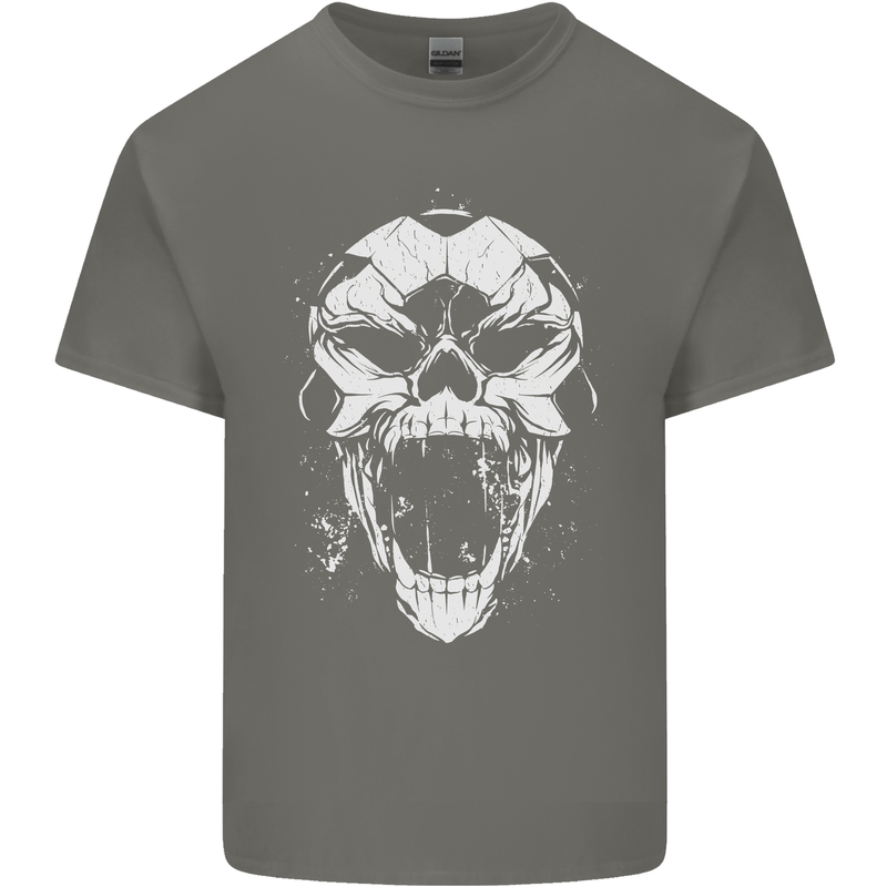 A Football Skull Footy Soccer Kids T-Shirt Childrens Charcoal