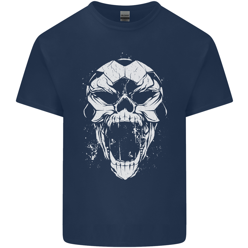 A Football Skull Footy Soccer Kids T-Shirt Childrens Navy Blue