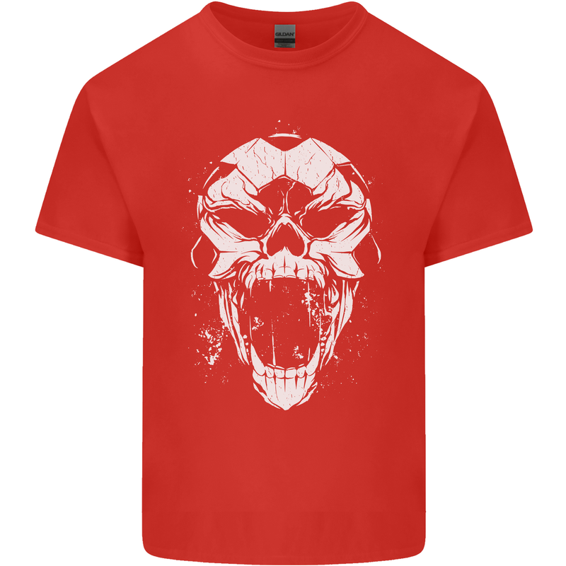 A Football Skull Footy Soccer Kids T-Shirt Childrens Red