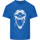 A Football Skull Footy Soccer Kids T-Shirt Childrens Royal Blue