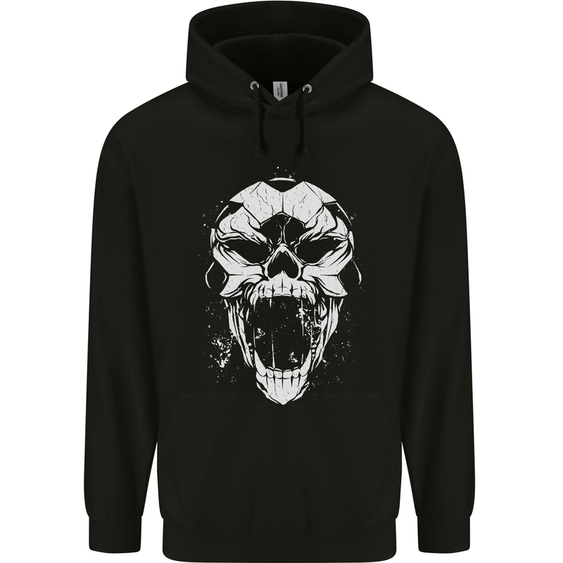 A Football Skull Footy Soccer Mens 80% Cotton Hoodie Black
