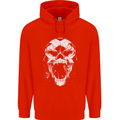 A Football Skull Footy Soccer Mens 80% Cotton Hoodie Bright Red