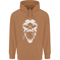 A Football Skull Footy Soccer Mens 80% Cotton Hoodie Caramel Latte