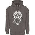 A Football Skull Footy Soccer Mens 80% Cotton Hoodie Charcoal
