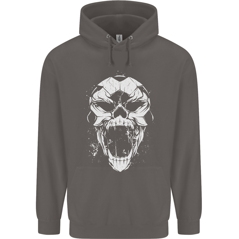 A Football Skull Footy Soccer Mens 80% Cotton Hoodie Charcoal
