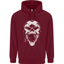 A Football Skull Footy Soccer Mens 80% Cotton Hoodie Maroon