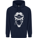 A Football Skull Footy Soccer Mens 80% Cotton Hoodie Navy Blue