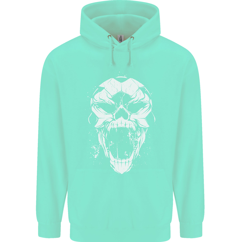 A Football Skull Footy Soccer Mens 80% Cotton Hoodie Peppermint