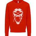 A Football Skull Footy Soccer Mens Sweatshirt Jumper Bright Red