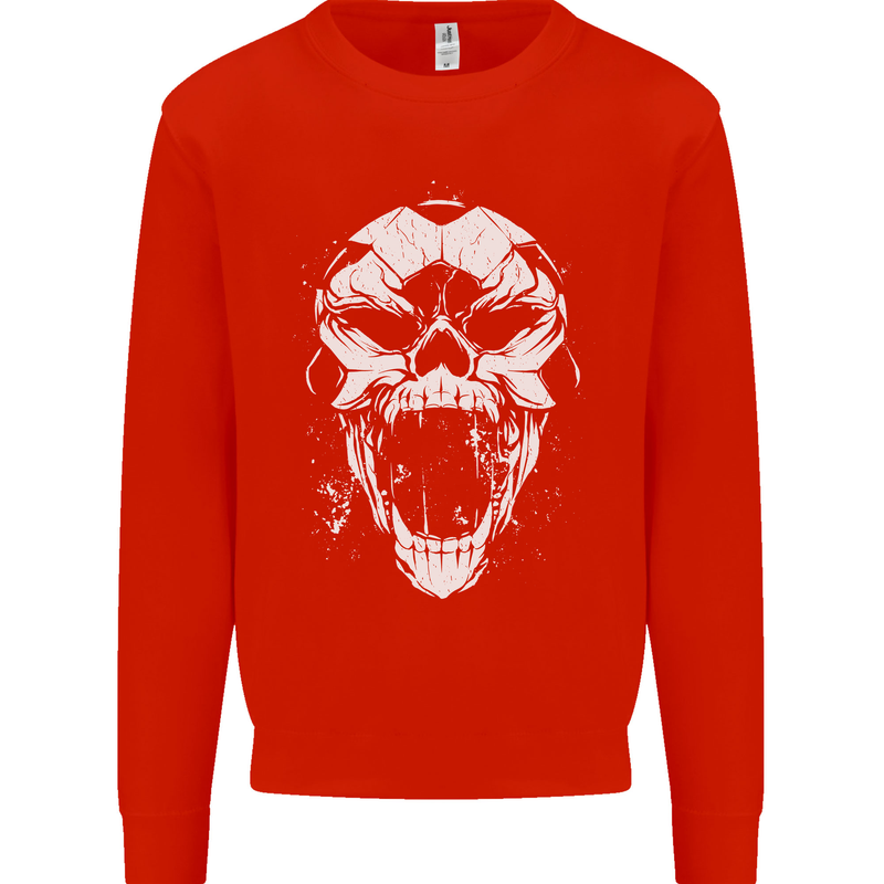 A Football Skull Footy Soccer Mens Sweatshirt Jumper Bright Red