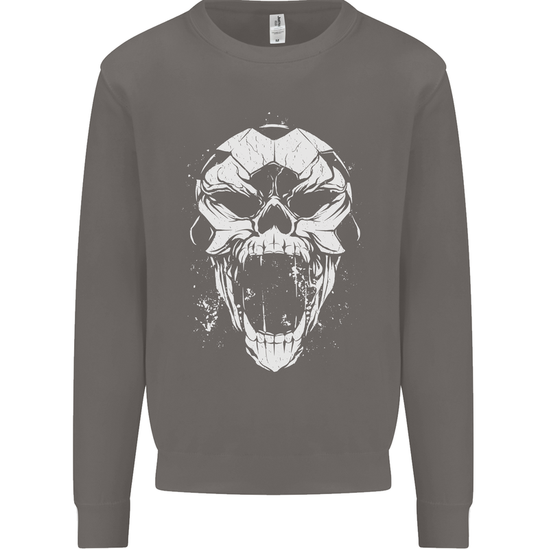 A Football Skull Footy Soccer Mens Sweatshirt Jumper Charcoal