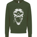 A Football Skull Footy Soccer Mens Sweatshirt Jumper Forest Green