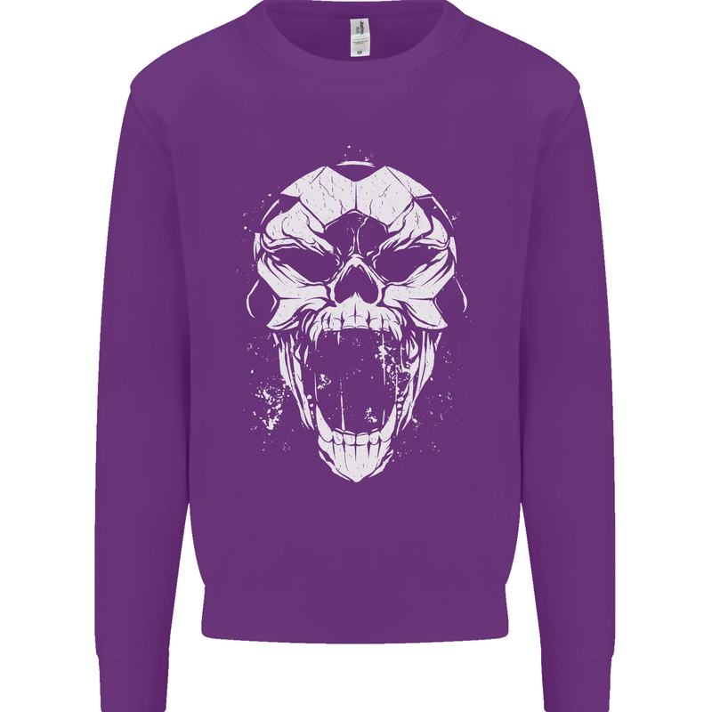 A Football Skull Footy Soccer Mens Sweatshirt Jumper Purple