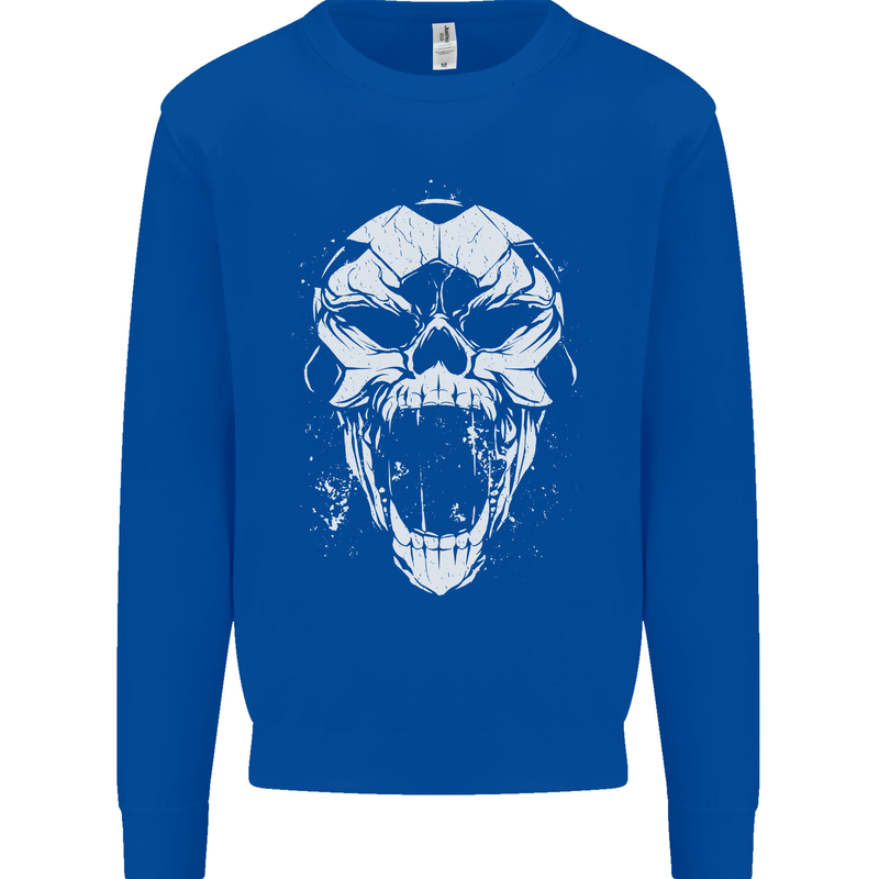 A Football Skull Footy Soccer Mens Sweatshirt Jumper Royal Blue