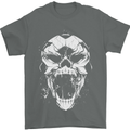 A Football Skull Footy Soccer Mens T-Shirt 100% Cotton Charcoal