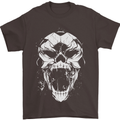 A Football Skull Footy Soccer Mens T-Shirt 100% Cotton Dark Chocolate