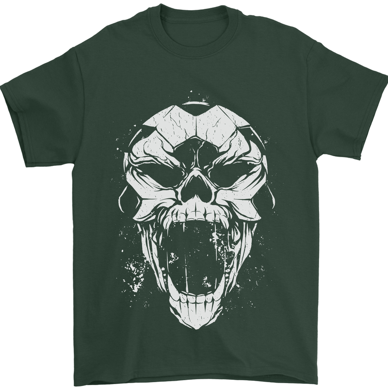 A Football Skull Footy Soccer Mens T-Shirt 100% Cotton Forest Green