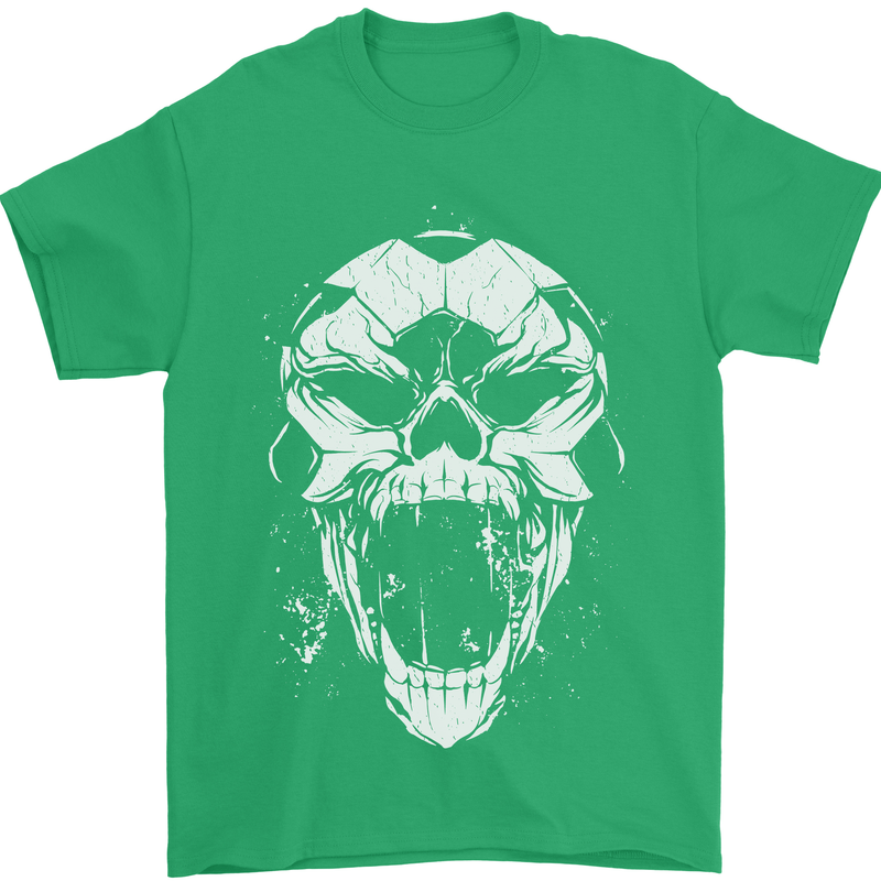 A Football Skull Footy Soccer Mens T-Shirt 100% Cotton Irish Green