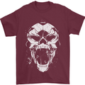 A Football Skull Footy Soccer Mens T-Shirt 100% Cotton Maroon