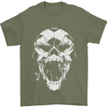 A Football Skull Footy Soccer Mens T-Shirt 100% Cotton Military Green