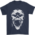 A Football Skull Footy Soccer Mens T-Shirt 100% Cotton Navy Blue