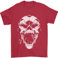 A Football Skull Footy Soccer Mens T-Shirt 100% Cotton Red