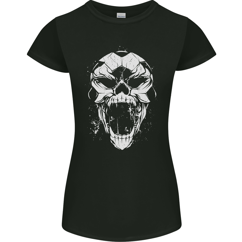 A Football Skull Footy Soccer Womens Petite Cut T-Shirt Black