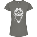 A Football Skull Footy Soccer Womens Petite Cut T-Shirt Charcoal